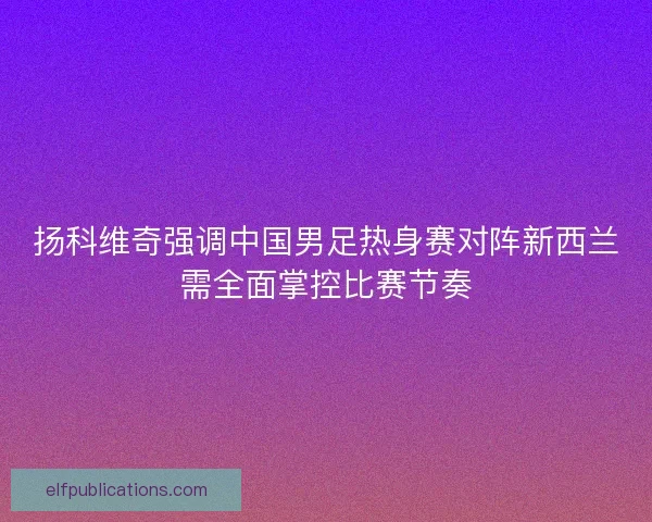 扬科维奇强调中国男足热身赛对阵新西兰需全面掌控比赛节奏